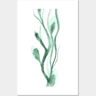 Watercolor green plant, summer and nature, art decoration, sketch. Illustration hand drawn modern Posters and Art